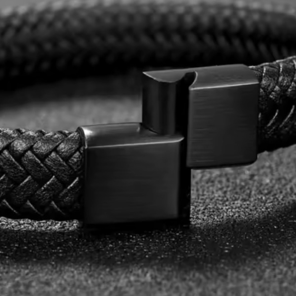 ZARA FOR MEN NEW Black Braided Leather Bracelet - Picture 6 of 7